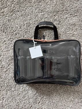 Black Clear Travel Cosmetic Bag with Rose Gold Zipper